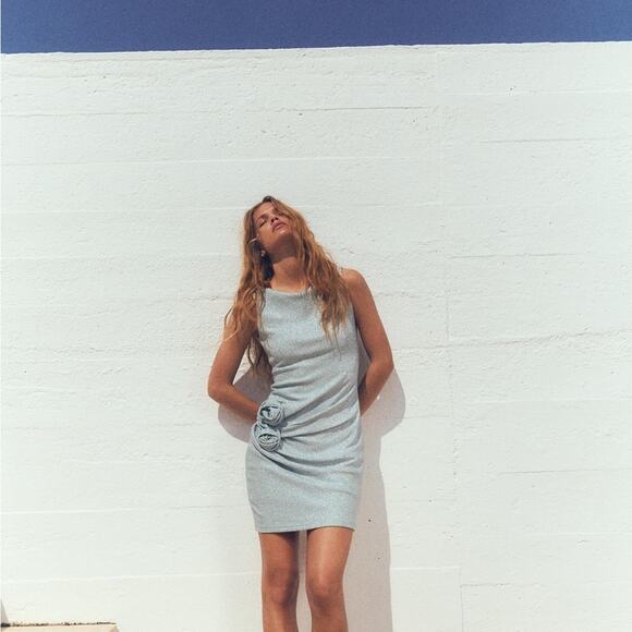 ZARA METALLIC THREAD DRESS WITH RAISED FLOWERS - Picture 5 of 12